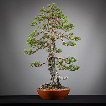 Cara izquierda de bonsai yamadori de pinus sylvestris.
